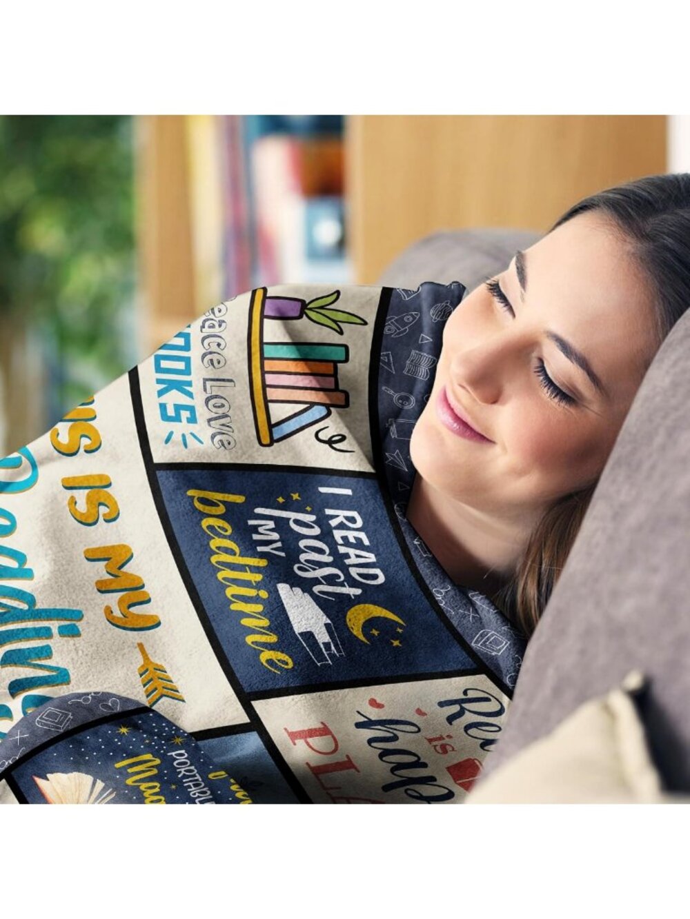 Cozy Book Reading Blanket 60" x 50" - Perfect Gift for Book Lovers & Readers - Picture 4 of 7